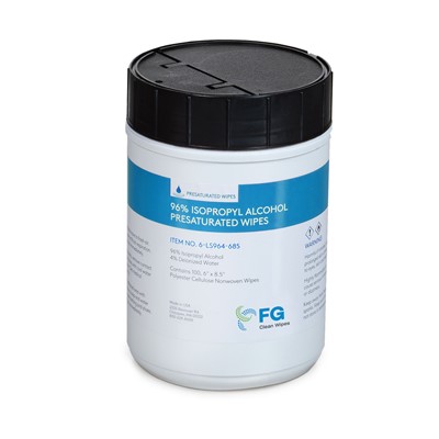 FG Clean Wipes 6-LS964-685 - 96% Presat Polyester Cellulose Canisters - 6" x 8.5"