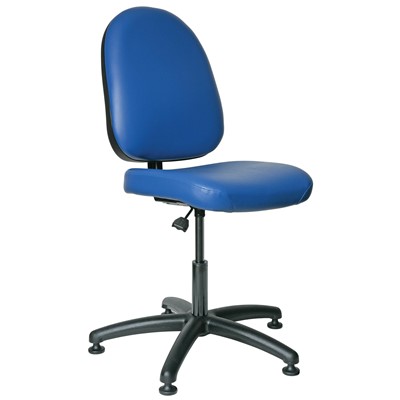 Bevco 6000-V-BL - Integra 6000 Series Upholstered Office Chair - Vinyl - 17"-22" - Mushroom Glides - Blue