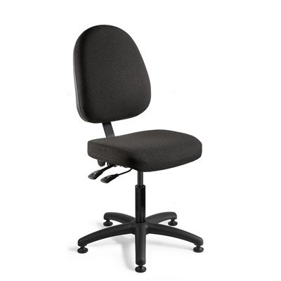 Bevco 6001-F-BK - Integra 6000 Series Upholstered Office Chair w/Seat & Back Tilt - Fabric - 17"-22" - Mushroom Glides - Black