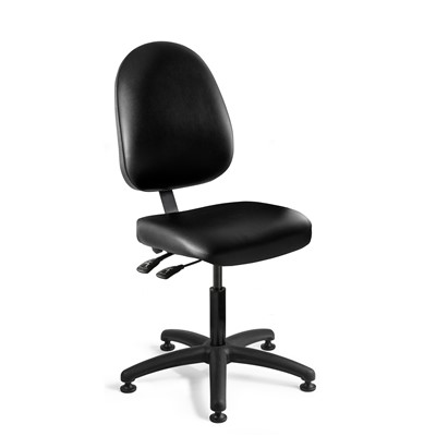 Bevco 6001-V-BK - Integra 6000 Series Upholstered Office Chair w/Seat & Back Tilt - Vinyl - 17"-22" - Mushroom Glides - Black