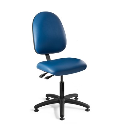Bevco 6001-V-BL - Integra 6000 Series Upholstered Office Chair w/Seat & Back Tilt - Vinyl - 17"-22" - Mushroom Glides - Blue