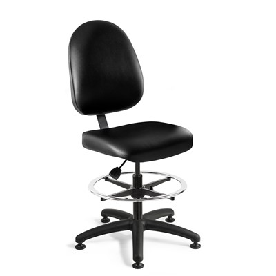 Bevco 6300-V-BK - Integra 6000 Series Upholstered Office Chair - Vinyl - 20"-27.5" - Mushroom Glides - Black