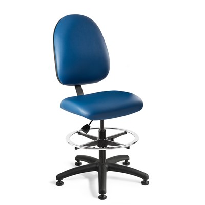 Bevco 6300-V-BL - Integra 6000 Series Upholstered Office Chair - Vinyl - 20"-27.5" - Mushroom Glides - Blue
