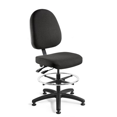 Bevco 6301-F-BK - Integra 6000 Series Upholstered Office Chair w/Seat & Back Tilt - Fabric - 20"-27.5" - Mushroom Glides - Black