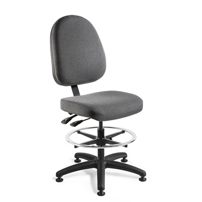 Bevco 6301-F-GY - Integra 6000 Series Upholstered Office Chair w/Seat & Back Tilt - Fabric - 20"-27.5" - Mushroom Glides - Gray