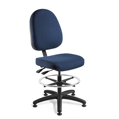 Bevco 6301-F-NY - Integra 6000 Series Upholstered Office Chair w/Seat & Back Tilt - Fabric - 20"-27.5" - Mushroom Glides - Navy Blue