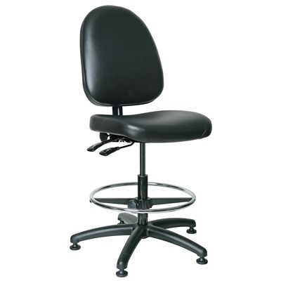 Bevco 6301-V-BK - Integra 6000 Series Upholstered Office Chair w/Seat & Back Tilt - Vinyl - 20"-27.5" - Mushroom Glides - Black