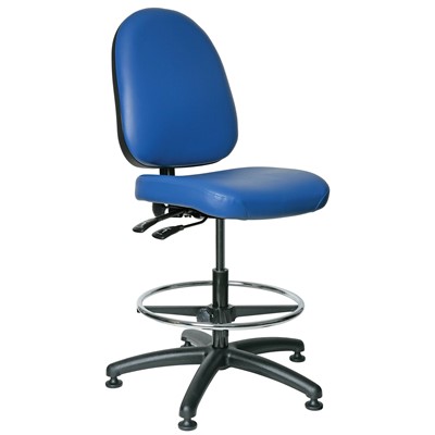 Bevco 6301-V-BL - Integra 6000 Series Upholstered Office Chair w/Seat & Back Tilt - Vinyl - 20"-27.5" - Mushroom Glides - Blue