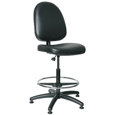 Bevco 6500-V-BK - Integra 6000 Series Upholstered Office Chair - Vinyl - 24"-34" - Mushroom Glides - Black