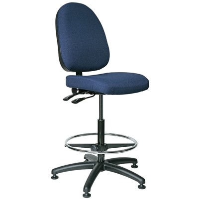 Bevco 6501-F-NY - Integra 6000 Series Upholstered Office Chair w/Seat & Back Tilt - Fabric - 24"-34" - Mushroom Glides - Navy Blue
