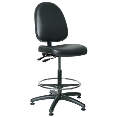 Bevco 6501-V-BK - Integra 6000 Series Upholstered Office Chair w/Seat & Back Tilt - Vinyl - 24"-34" - Mushroom Glides - Black