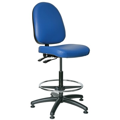 Bevco 6501-V-BL - Integra 6000 Series Upholstered Office Chair w/Seat & Back Tilt - Vinyl - 24"-34" - Mushroom Glides - Blue