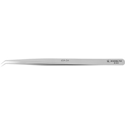 Excelta 65A-SA - 3-Star Long Oblique Angle Tip Tweezers - NEVERUST® - 5.5"