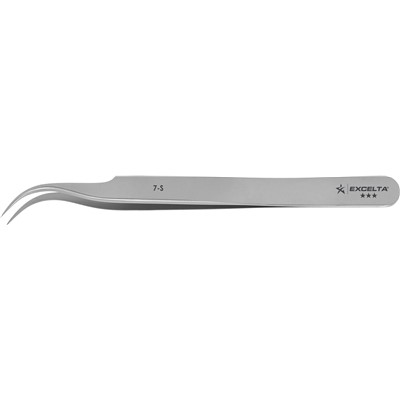 Excelta 7-S - 3-Star Curved Tip High Precision Tweezers - 4.5"