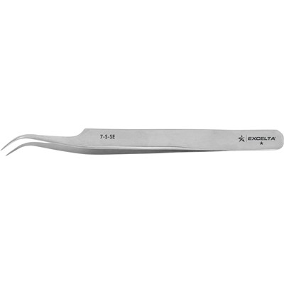 Excelta 7-S-SE - 1-Star Economy Curved Tip Tweezers - Stainless Steel - 4.5"