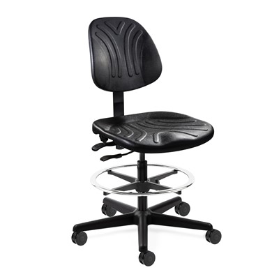 Bevco 7501D-3750S/5 - Dura 7000D Series Ergonomic Chair w/Articulating Tilt Seat & Back - Polyurethane - 23"-33" - Hard Floor Casters - Black