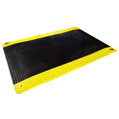 SCS 770120 - Anti-Fatigue Dissipative Rubber Floor Mat - Black/Yellow - 2' x 3'