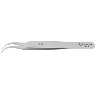 Excelta 7B-SA - 3-Star High Precision Serrated Curved Tip Tweezers - NEVERUST® - 4.5"