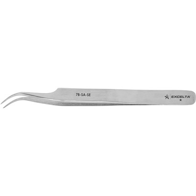 Excelta 7B-SA-SE - 1-Star Serrated Curved Tip Tweezers - Anti-Magnetic Stainless Steel - 4.5"
