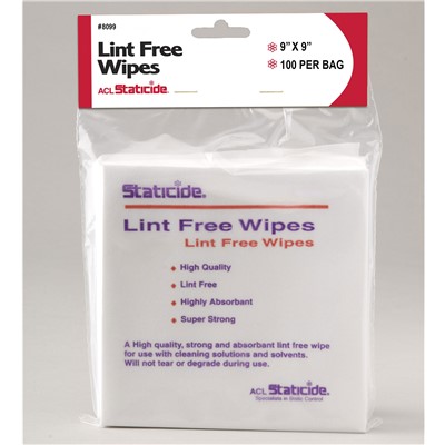 ACL Staticide 8099 - Lint-Free Wipes - 9" x 9" - 100 Wipes/Bag