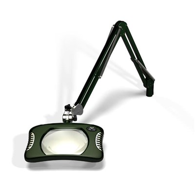 O.C. White 81600-4-RG Green-Lite - ESD-Safe - Rectangle LED Magnifier - 2x (4-Diopter) - 30" -Weighted Base - Racing Green