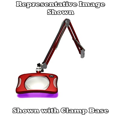O.C. White 81600-4-UV-BR - Green-Lite ESD-Safe Rectangle UV LED Magnifier - 2x (4-Diopter) - 30" - LED/UV - Weighted Base Base - Blaze Red