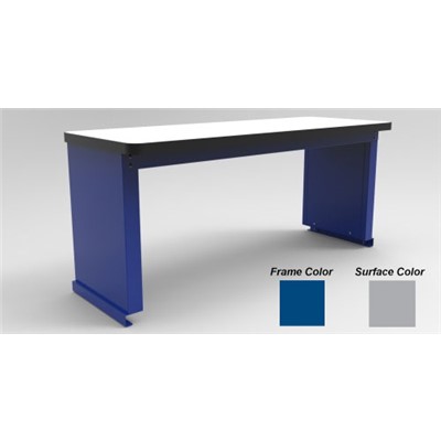 Production Basic 8470 - Riser Shelf for RTW Workbench - 96" W x 18" D - Blue Frame - Gray Surface