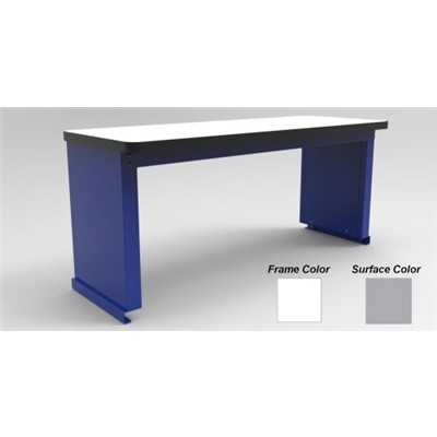 Production Basic 8472 - Riser Shelf for RTW Workbench - ESD - 60" W x 18" D - White Frame - Gray Surface