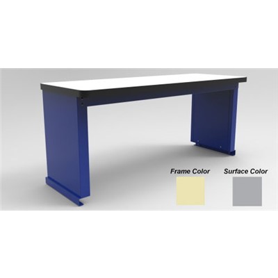 Production Basic 8474 - Riser Shelf for RTW Workbench - ESD - 96" W x 18" D - Almond Frame - Gray Surface