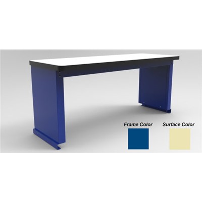 Production Basic 8474 - Riser Shelf for RTW Workbench - ESD - 96" W x 18" D - Blue Frame - Beige Surface