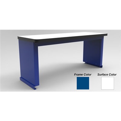 Production Basic 8474 - Riser Shelf for RTW Workbench - ESD - 96" W x 18" D - Blue Frame - White Surface
