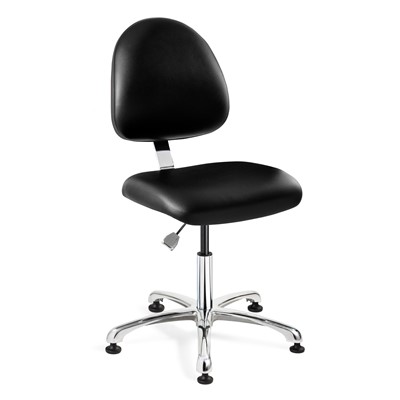 Bevco 9050MC2-BK - Integra-CR 9000 Series Class 100 Cleanroom/Laboratory Chair - Vinyl - 15.5"-21" - Mushroom Glides - Black