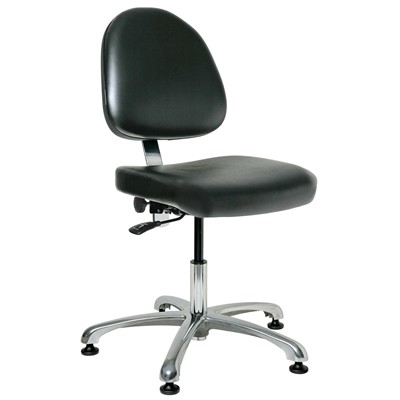 Bevco 9050ME1-BK - Integra-ECR 9000 Series Class 10 ESD Cleanroom Chair - Static Control Vinyl - 15.5"-21" - ESD Mushroom Glides - Black