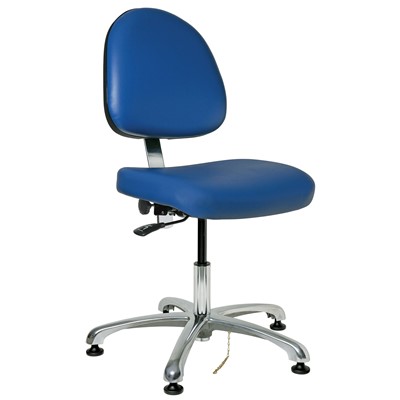 Bevco 9050ME2-BL - Integra-ECR 9000 Series Class 100 ESD Cleanroom Chair - Static Control Vinyl - 15.5"-21" - ESD Mushroom Glides - Blue