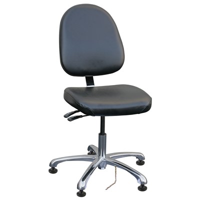 Bevco 9051L-E-V-BK - Integra-E 9000 Series ESD Chair - Static Control Vinyl - 15.5"-21" - ESD Mushroom Glides - Black