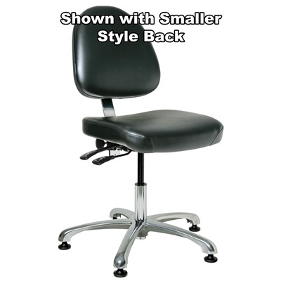 Bevco 9051L-S-V-BK - Integra 9000 Series Upholstered Office Chair - Vinyl - 15.5"-21" - Mushroom Glides - Black