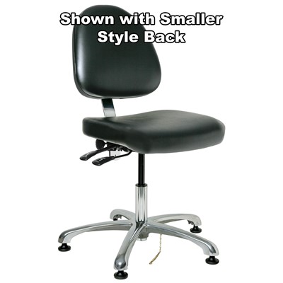 Bevco 9051LE3-BK - Integra-ECR 9000 Series Class 1000 ESD Cleanroom Chair - Static Control Vinyl - 15.5"-21" - ESD Mushroom Glides - Black