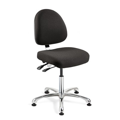 Bevco 9051M-S-F-BK - Integra 9000 Series Upholstered Office Chair - Fabric - 15.5"-21" - Mushroom Glides - Black