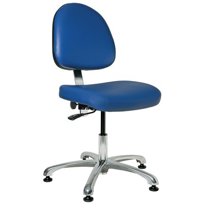 Bevco 9051MC3-BL - Integra-CR 9000 Series Class 1000 Cleanroom/Laboratory Chair - Vinyl - 15.5"-21" - Mushroom Glides - Blue