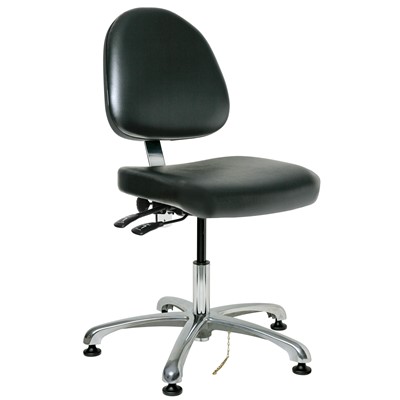 Bevco 9051ME4-BK - Integra-ECR 9000 Series Class 10000 ESD Cleanroom Chair - Static Control Vinyl - 15.5"-21" - ESD Mushroom Glides - Black