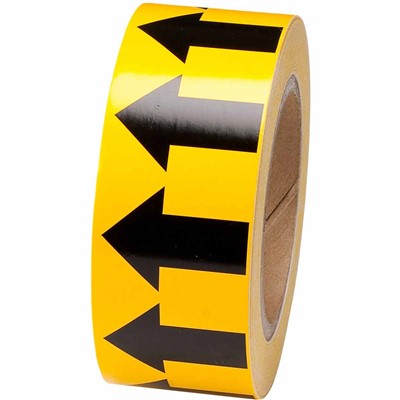 Brady 91420 Directional Flow Arrow Tape for Pipe Marking - Roll Form -  Vinyl - Black on Yellow - 2" x 30 Yd