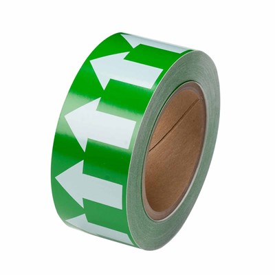 Brady 91421 Directional Flow Arrow Tape for Pipe Marking - Roll Form -  Vinyl - White on Green - 2" x 30 Yd