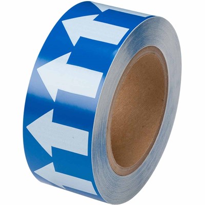 Brady 91423 Directional Flow Arrow Tape for Pipe Marking - Roll Form -  Vinyl - White on Blue - 2" x 30 Yd