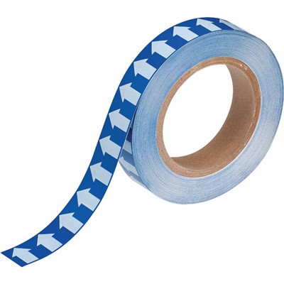 Brady 91427 Directional Flow Arrow Tape for Pipe Marking - Roll Form -  Vinyl - White on Blue - 1" x 30 Yd