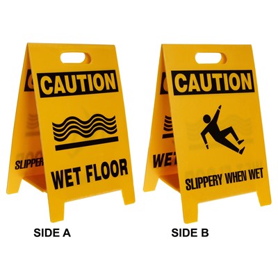 Brady 92280 - Reversible Caution Floor Sign - "Caution Slippery When Wet/Wet Floor"