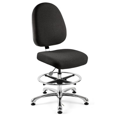 Bevco 9350L-E-F-EB - Integra-E 9000 Series ESD Chair - Static Control Fabric - 19"-26.5" - ESD Mushroom Glides - Ebony