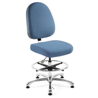 Bevco 9350L-E-F-SB - Integra-E 9000 Series ESD Chair - Static Control Fabric - 19"-26.5" - ESD Mushroom Glides - Slate Blue