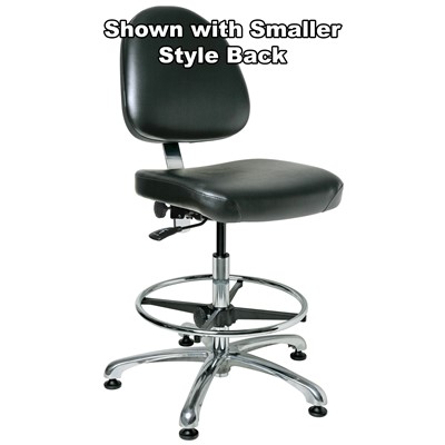 Bevco 9350L-S-V-BK - Integra 9000 Series Upholstered Office Chair - Vinyl - 19"-26.5" - Mushroom Glides - Black