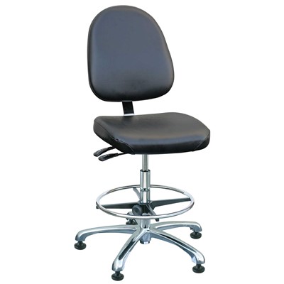 Bevco 9350LC2-BK - Integra-CR 9000 Series Class 100 Cleanroom/Laboratory Chair - Vinyl - 19"-26.5" - Mushroom Glides - Black