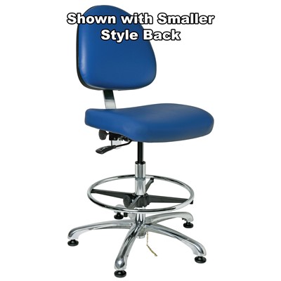 Bevco 9350LE4-BL - Integra-ECR 9000 Series Class 10000 ESD Cleanroom Chair - Static Control Vinyl - 19"-26.5" - ESD Mushroom Glides - Blue